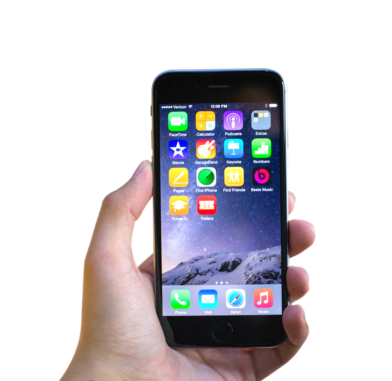 Hand Holding Black Apple iPhone 6 PNG Image