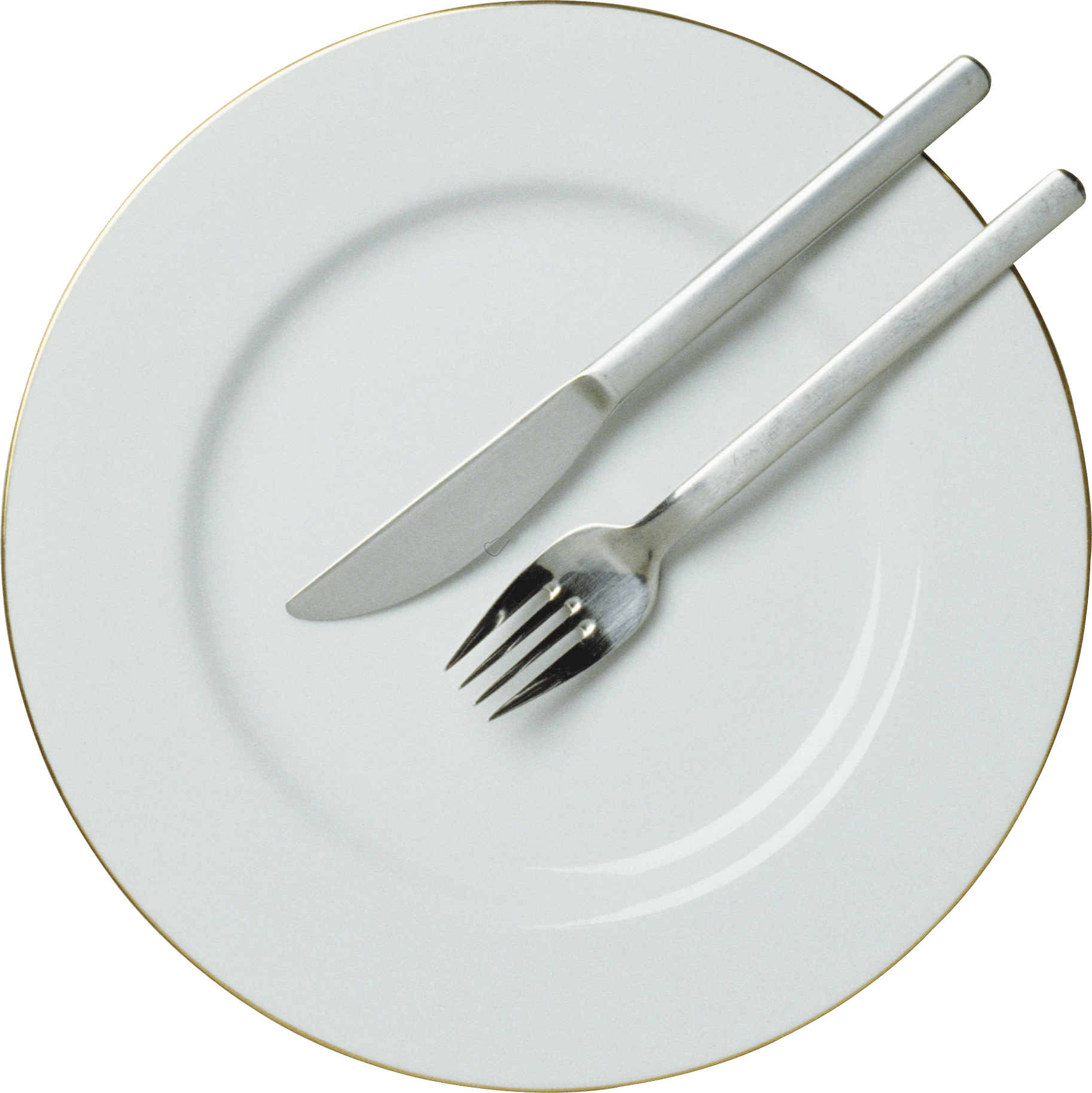 White Plate with Golden Frame PNG Image