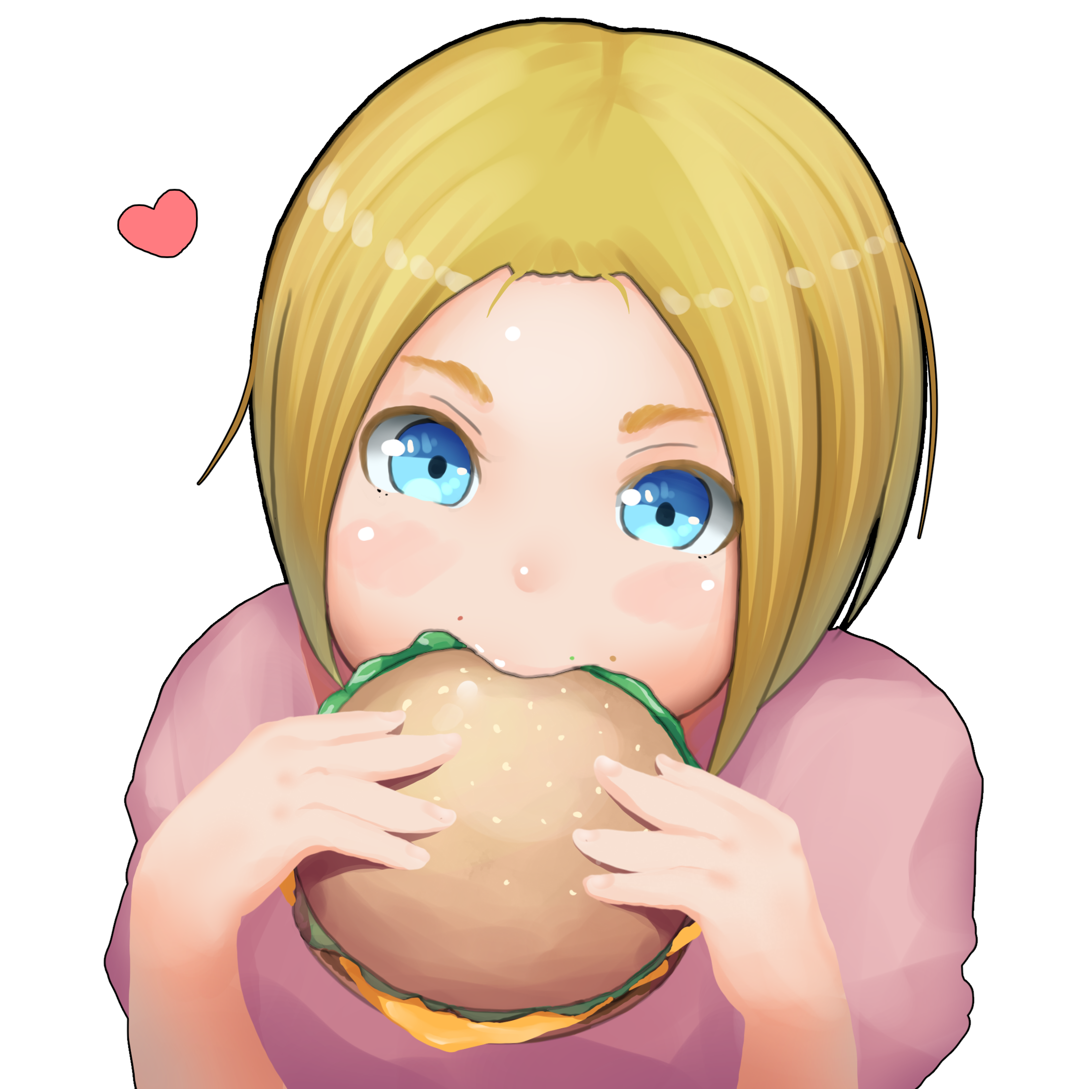 Anime Girl eating Burger PNG Image