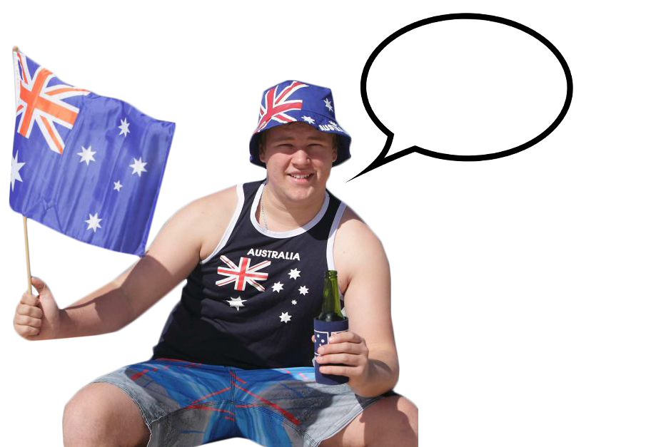 Australian Person with Speach Bubble Sitting PNG Image