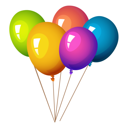 Rainbow Colored Balloons PNG Image