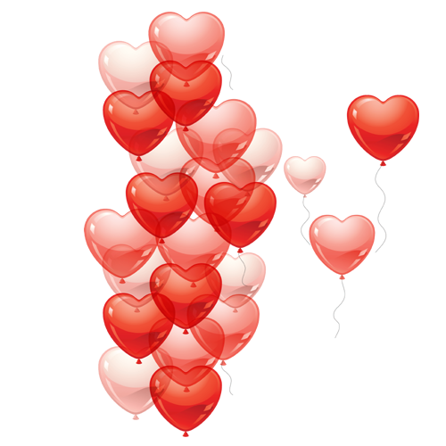 Heart Shaped Balloons Flying PNG Image
