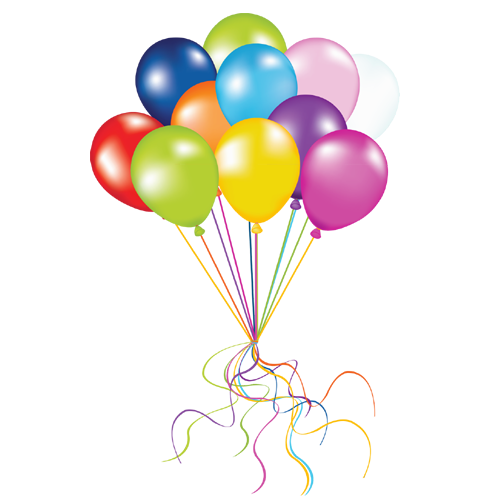 Multicolored Balloons Flying PNG Image