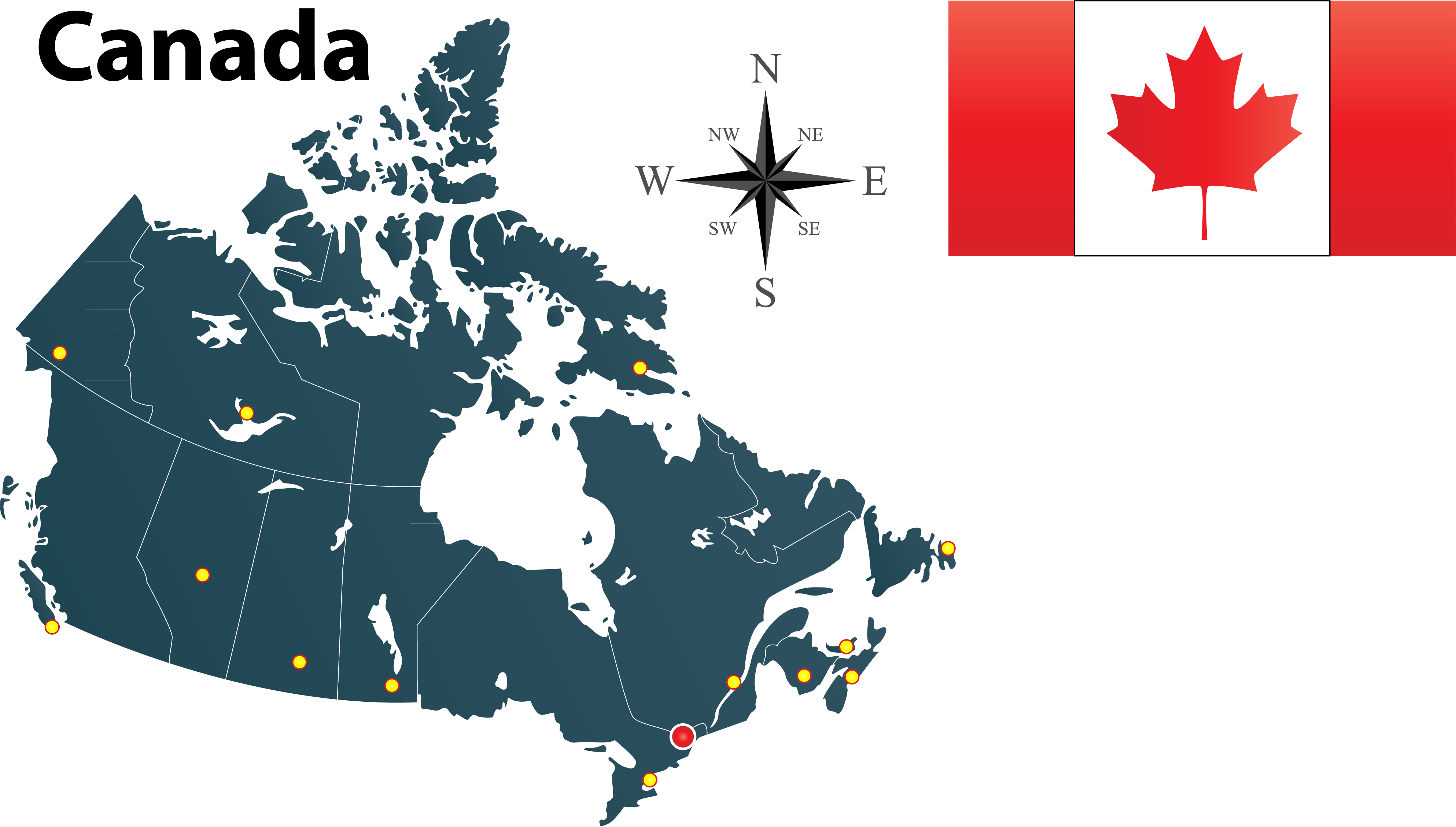 Map and Flag of Canada PNG Image