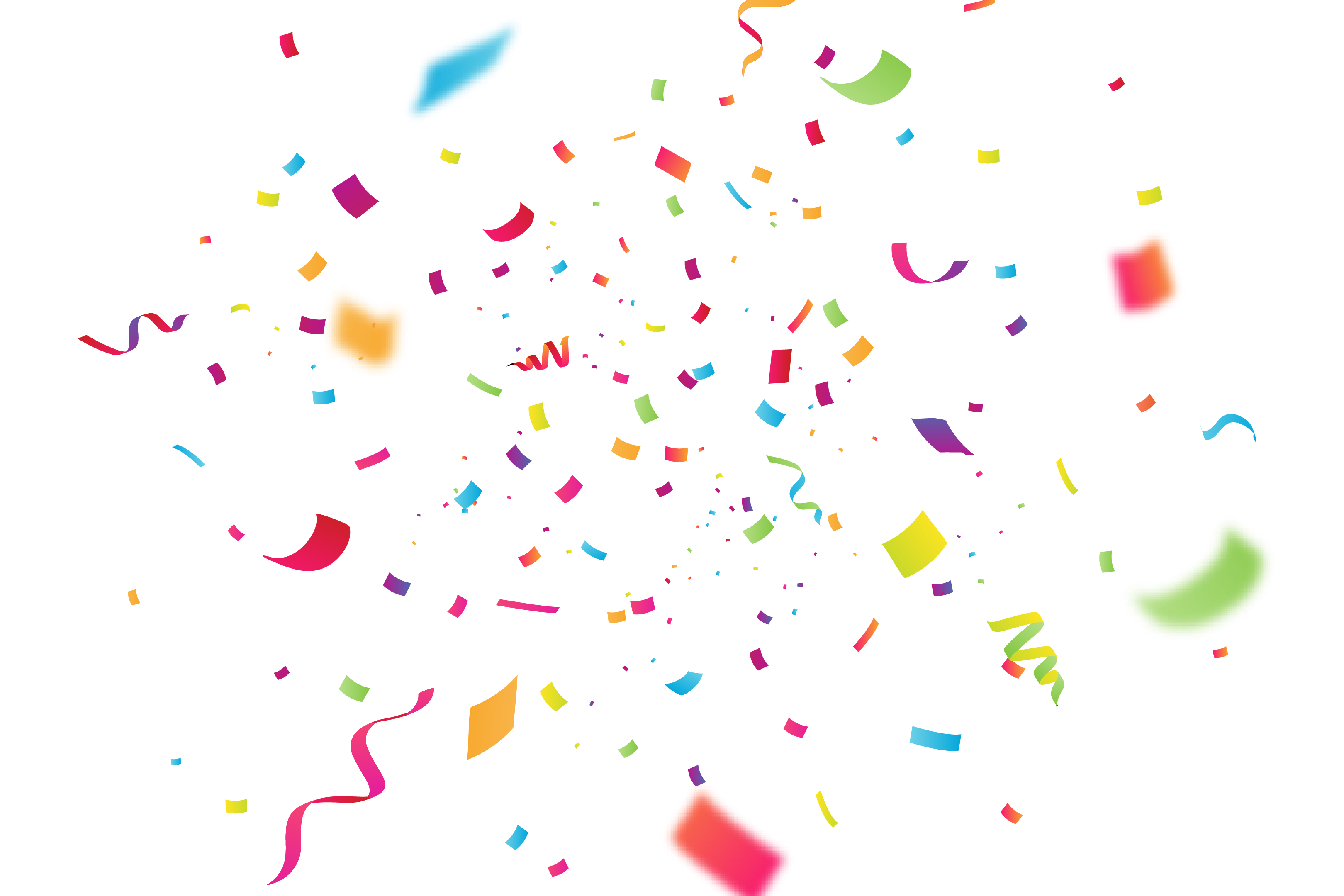 Colorful Celebration Ribbon With Confetti On Transparent Background Png