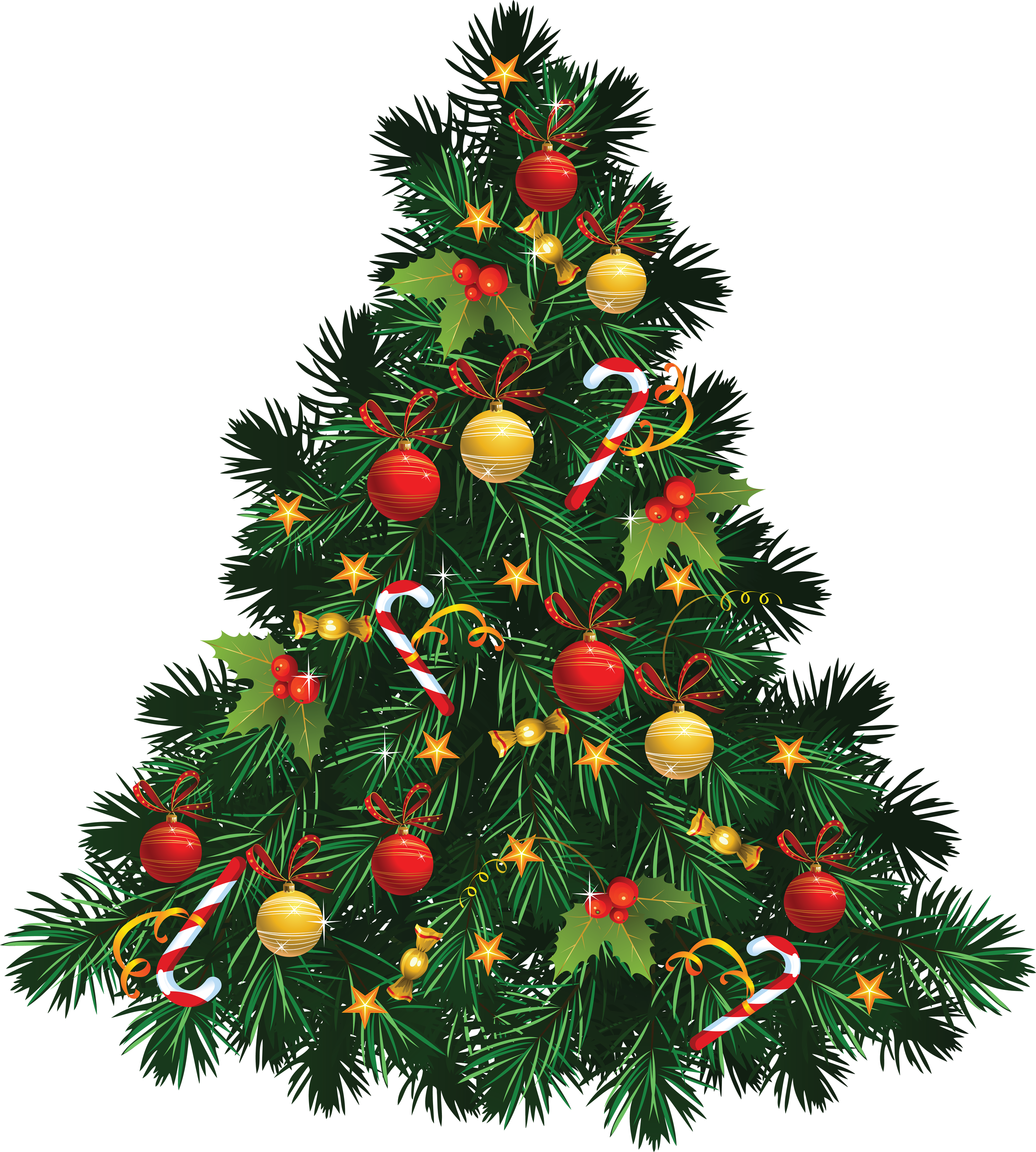 Christmas Tree with Candy Decoration PNG Image