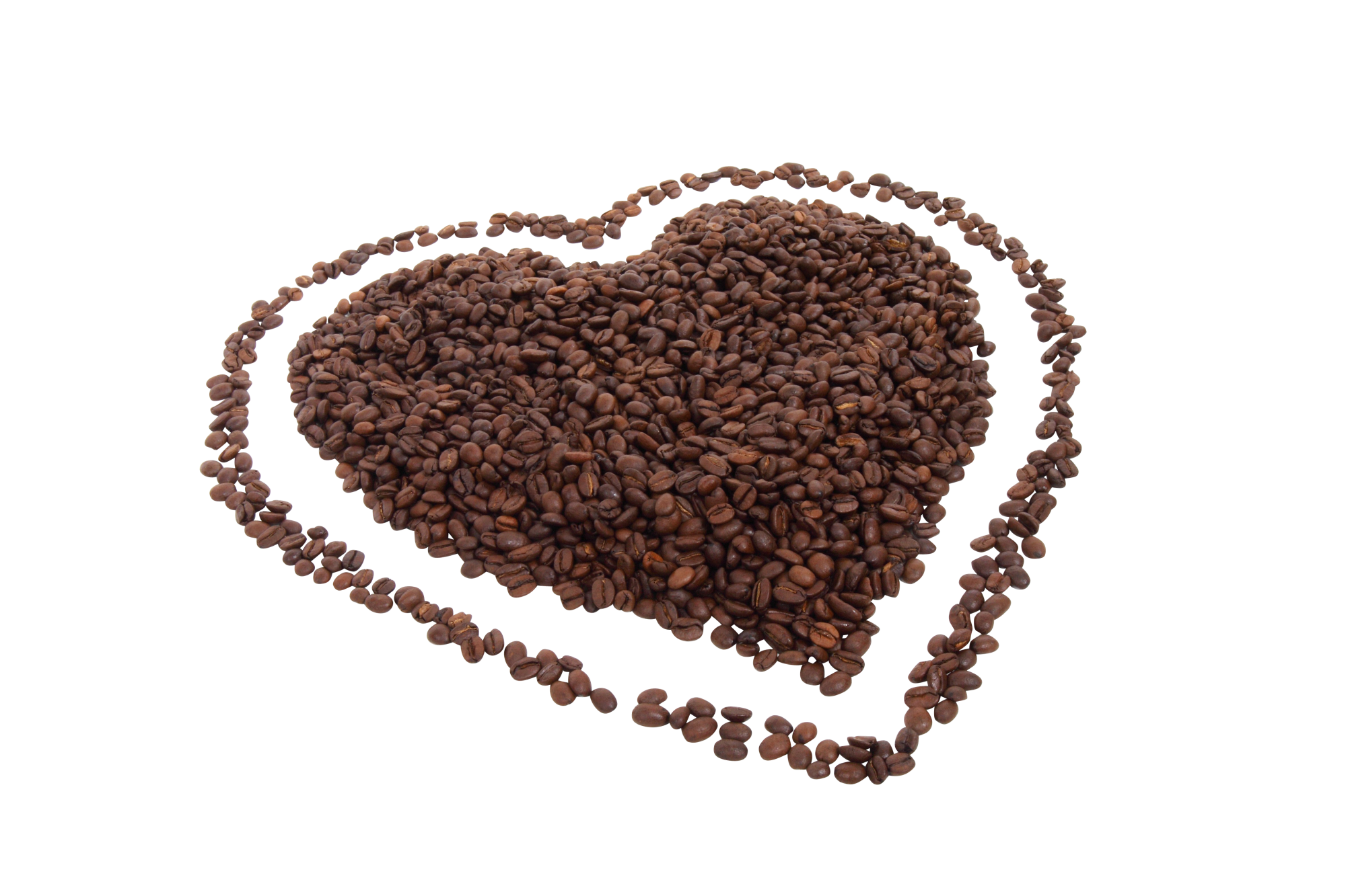 Love Shape made of Coffee Beans PNG Image