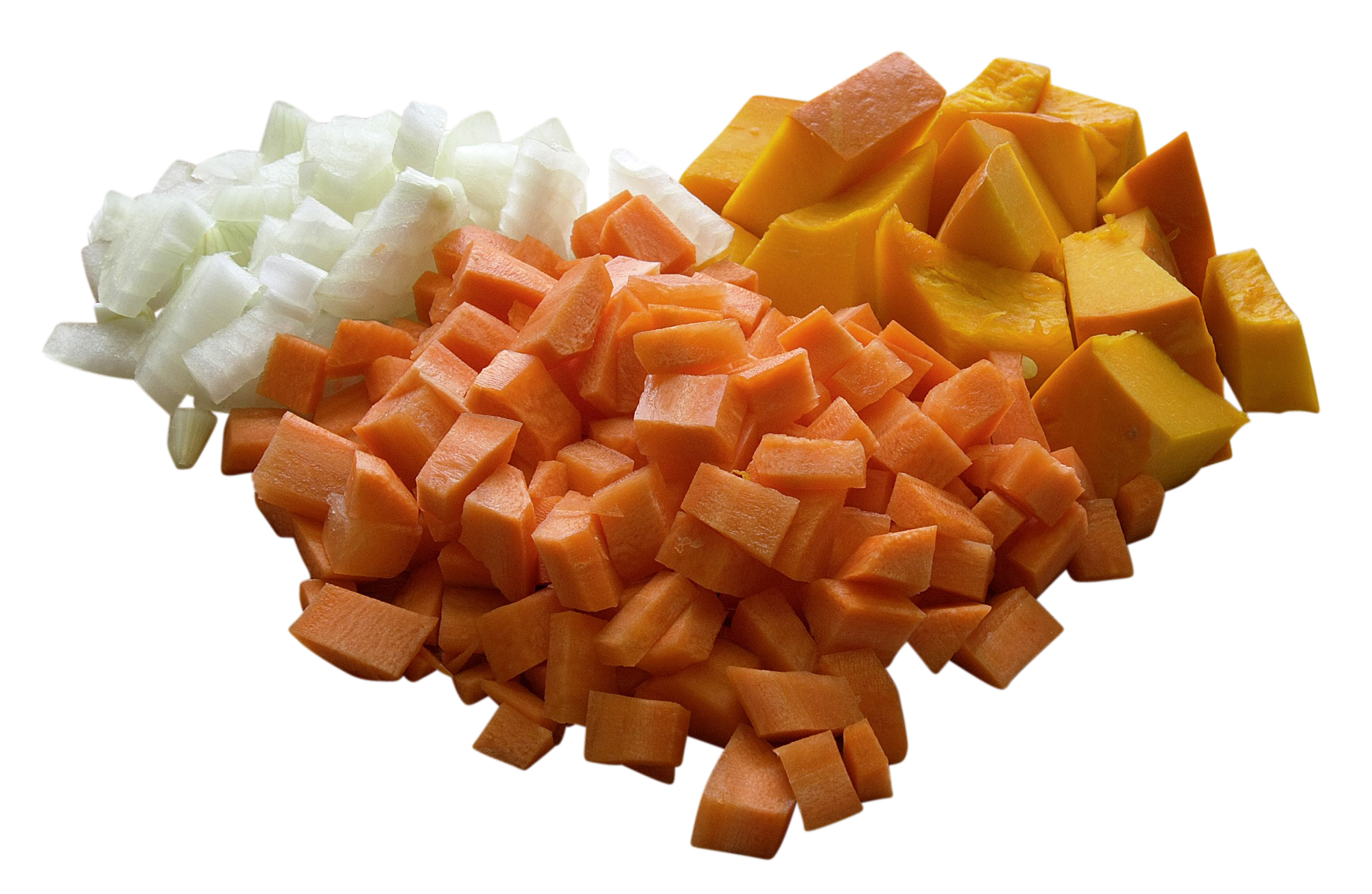 Cube Shaped Cut vegetables