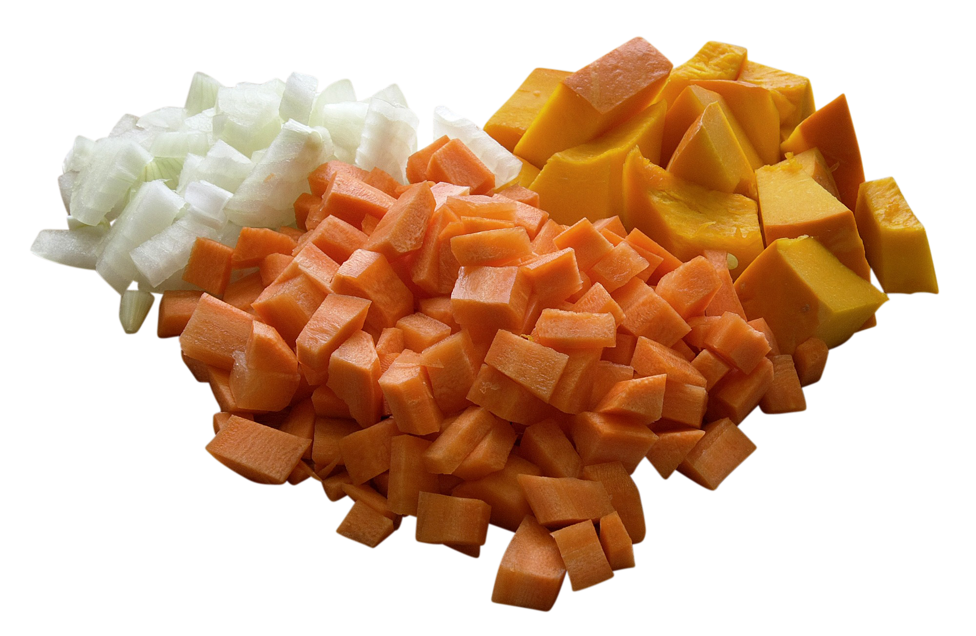 cube shaped cut vegetables