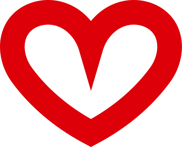 Curved Red Heart Outline