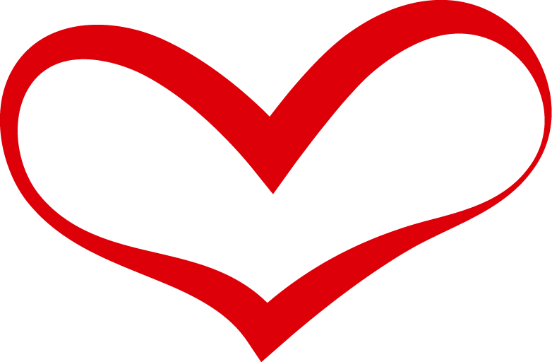 Curved Red Heart Outline