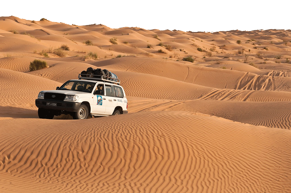 Desert Crossing with a Toyota 4-Wheel Drive PNG Image