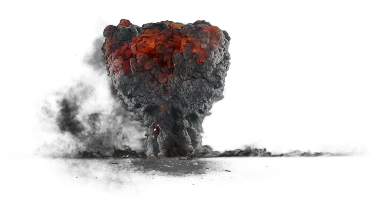 Explosion with Dark Smoke PNG Image