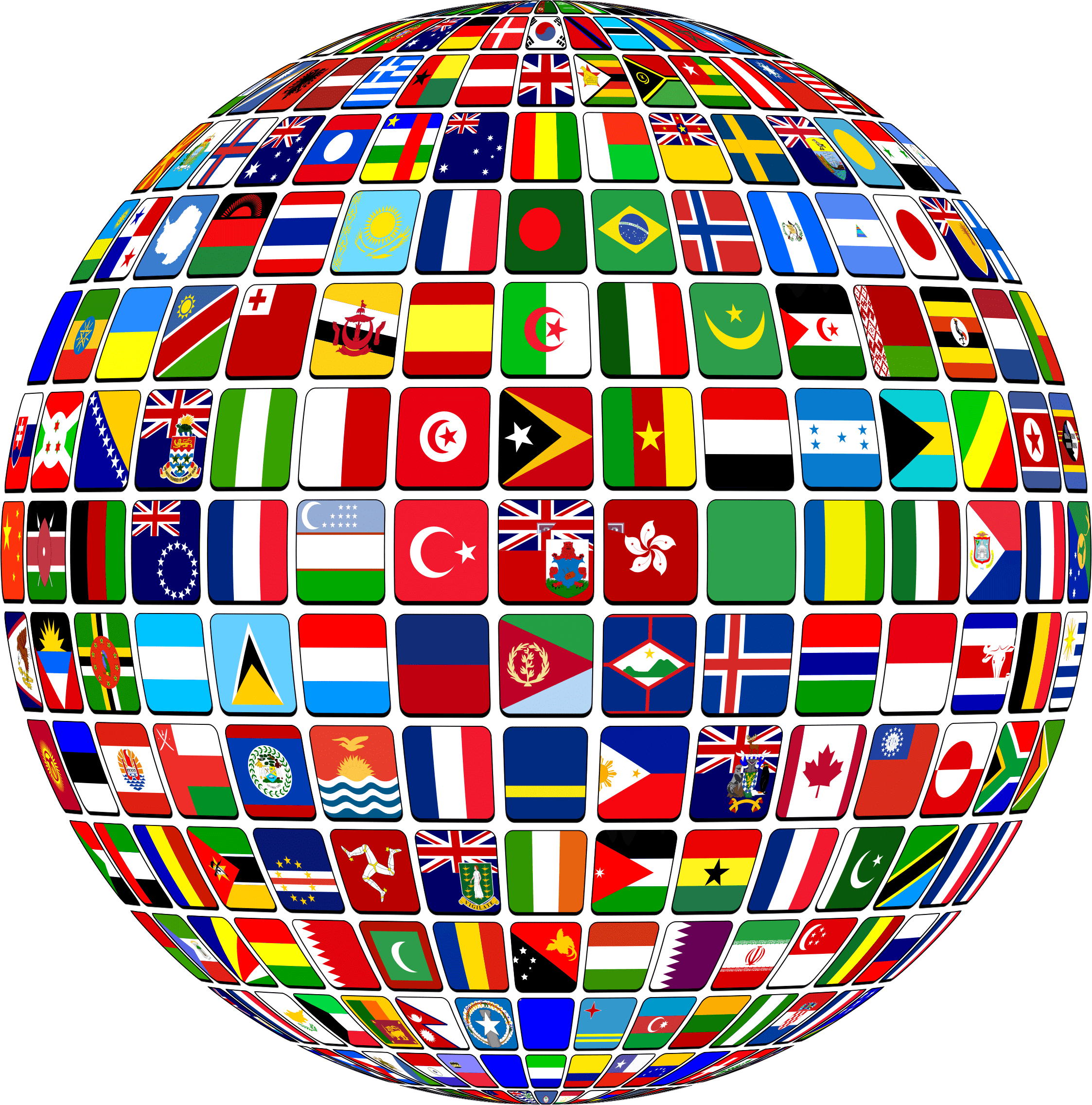globe with country national flags