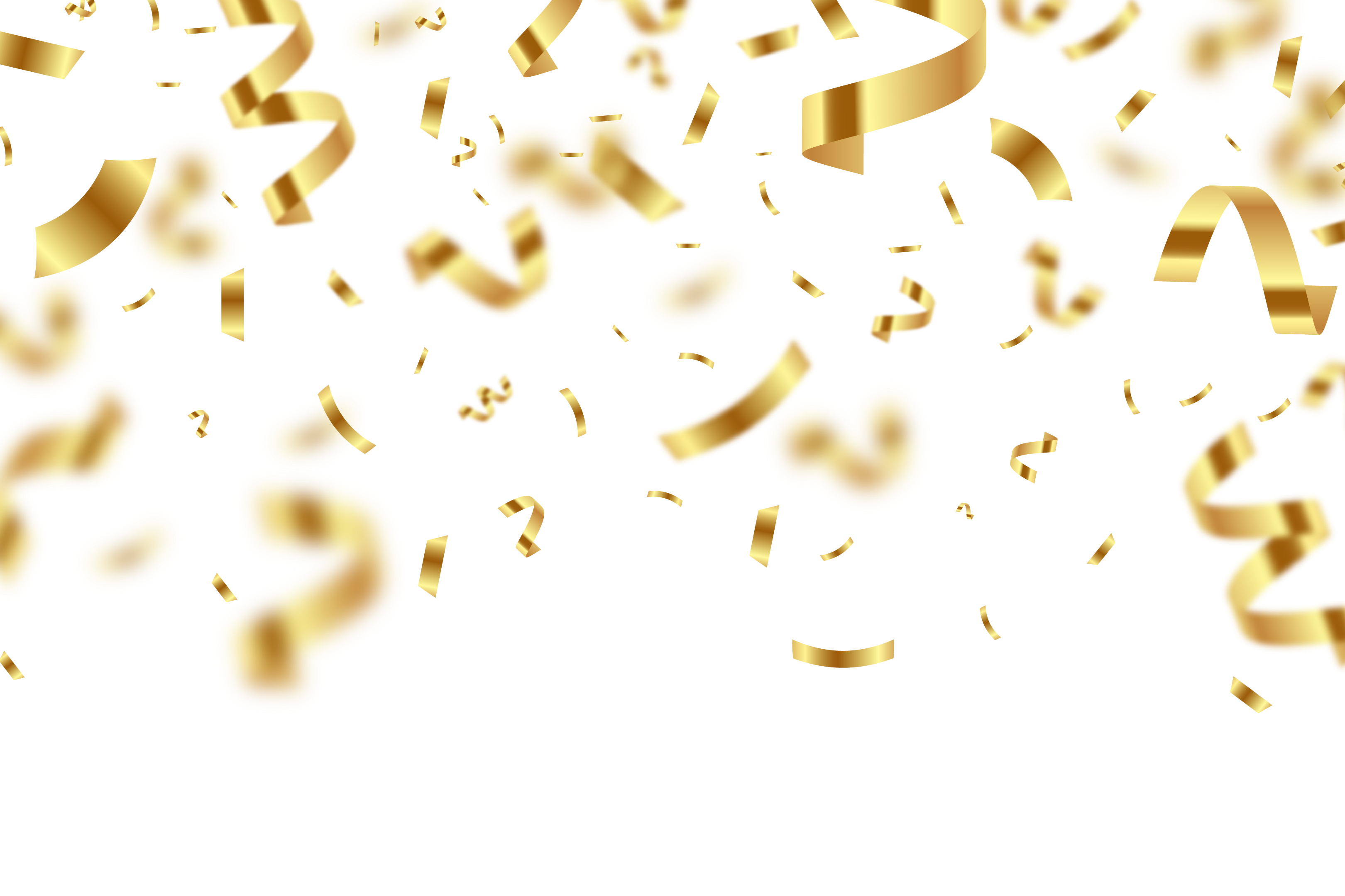 Golden Birthday Confetti with Blur PNG Image