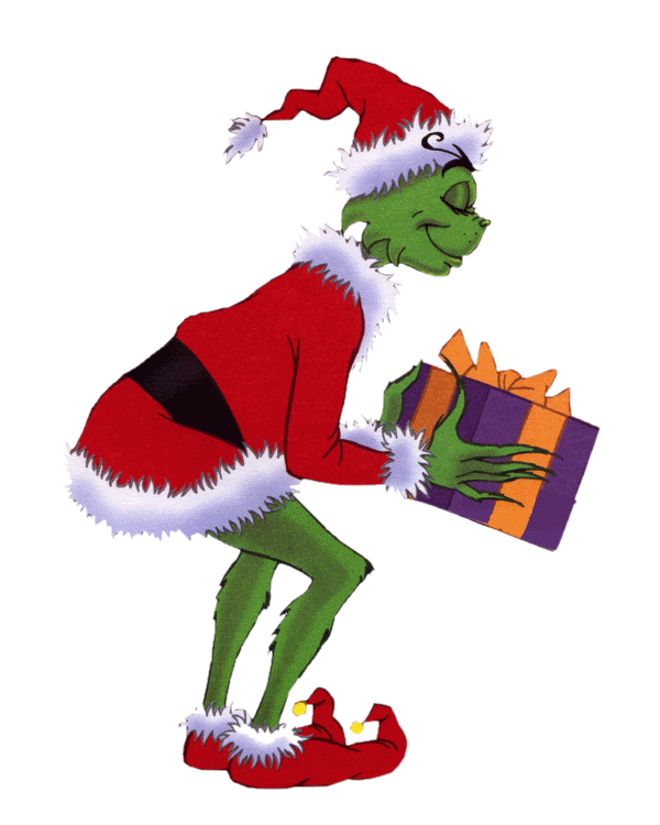 The Grinch holding A Gift
