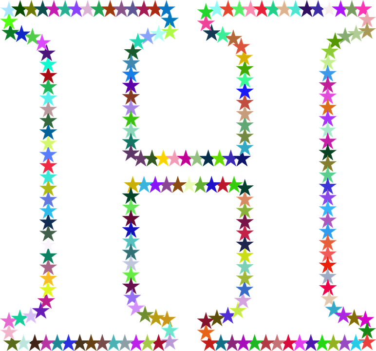 H Letter in Multi Stars PNG Image