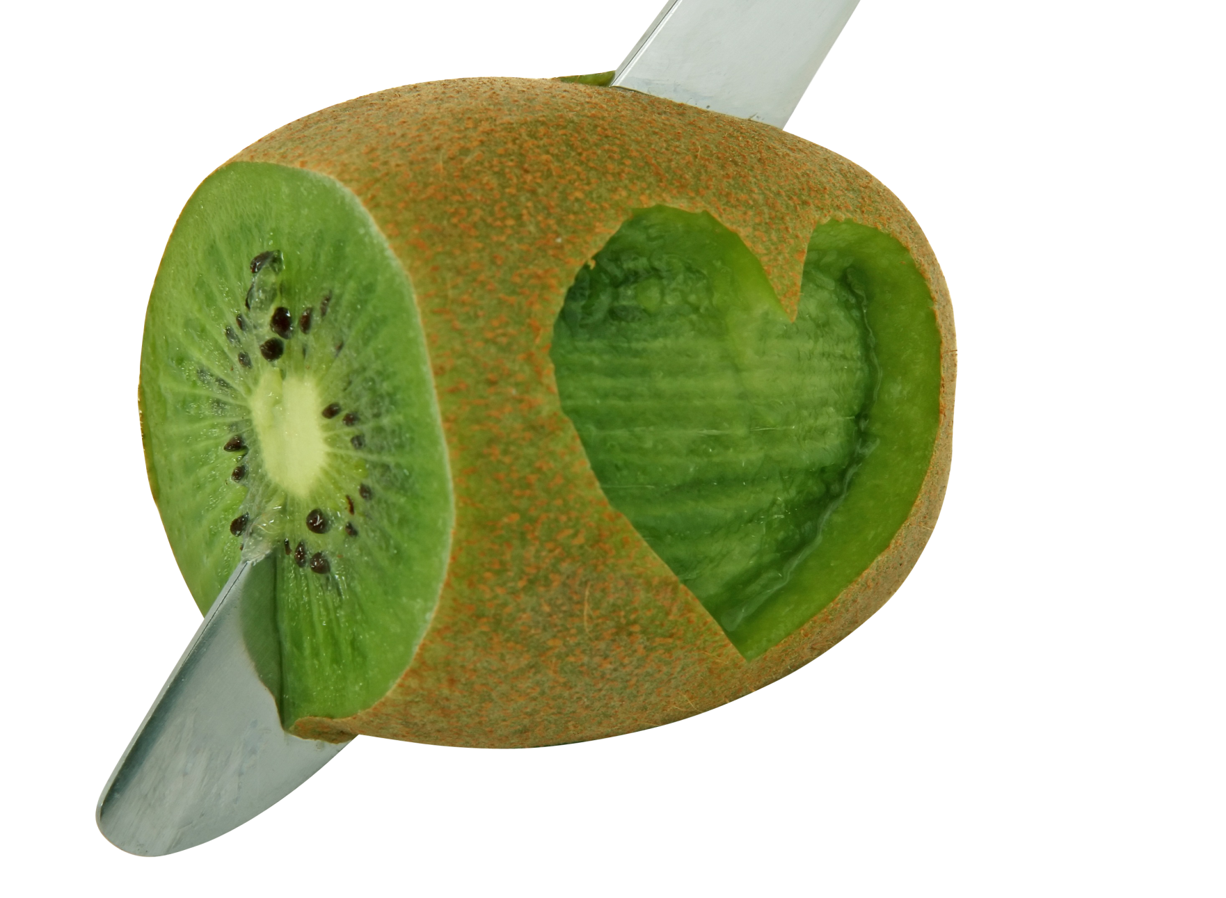 heart shape carved kiwi fruit