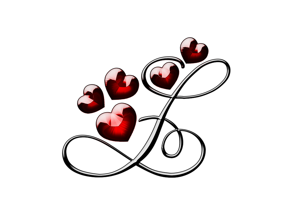 l letter with hearts