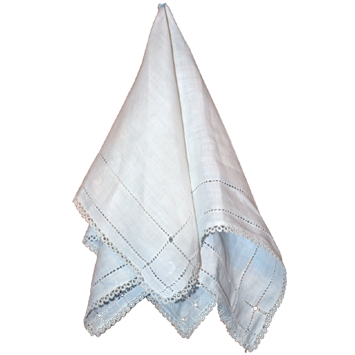 Lace handkerchief draped