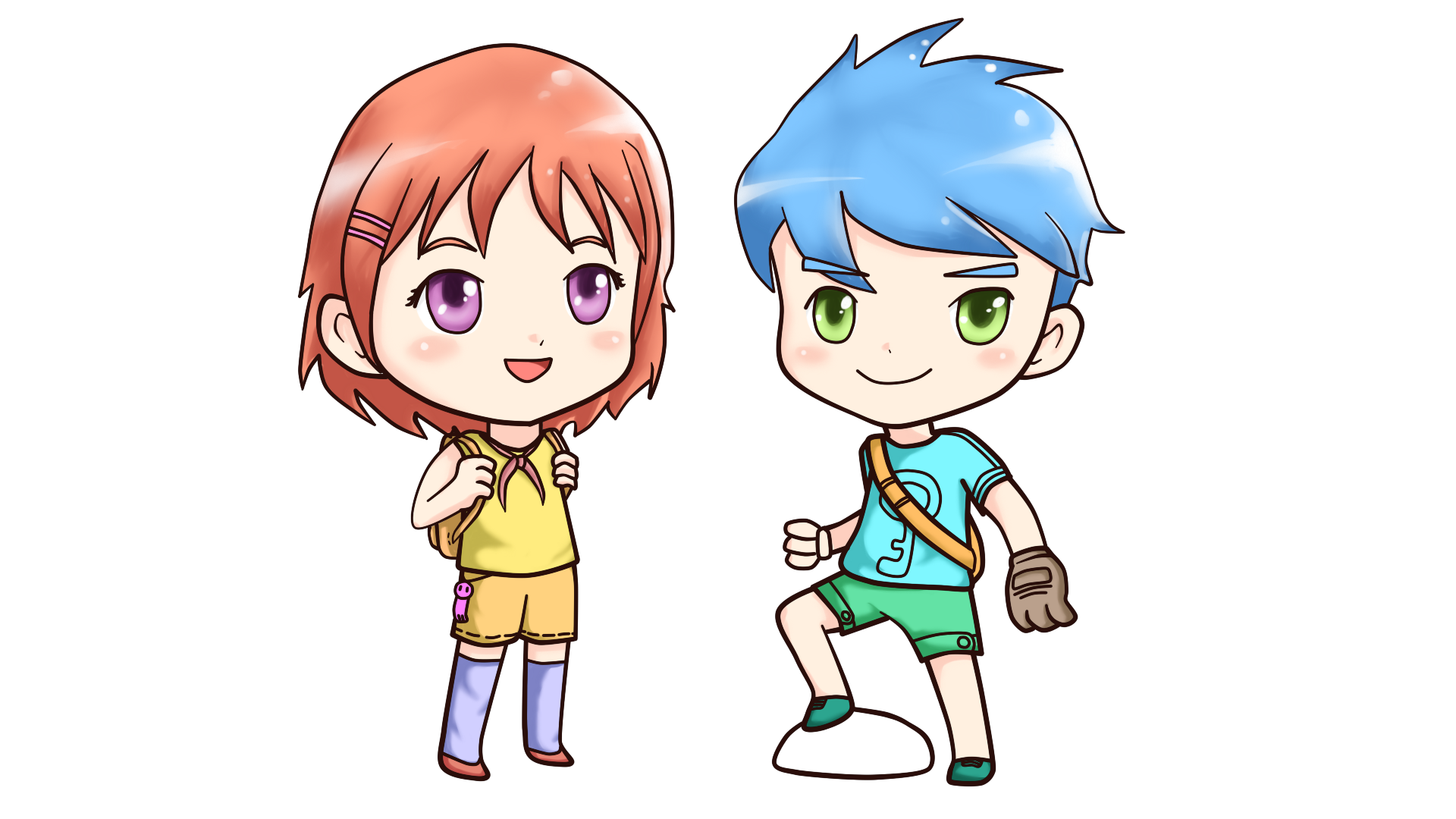 Little Anime Boy and Girl PNG Image