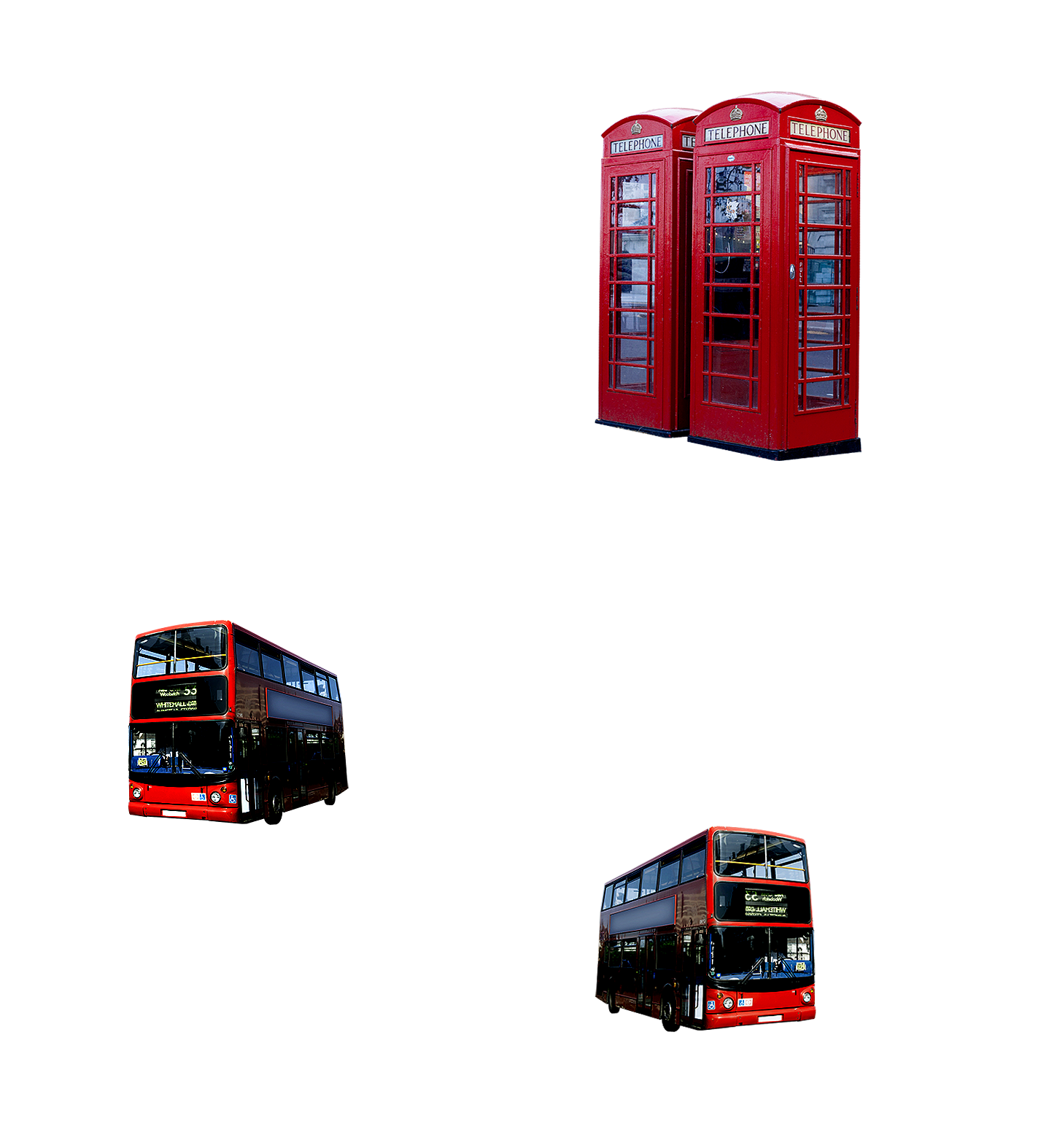 london telephone booths and  buses