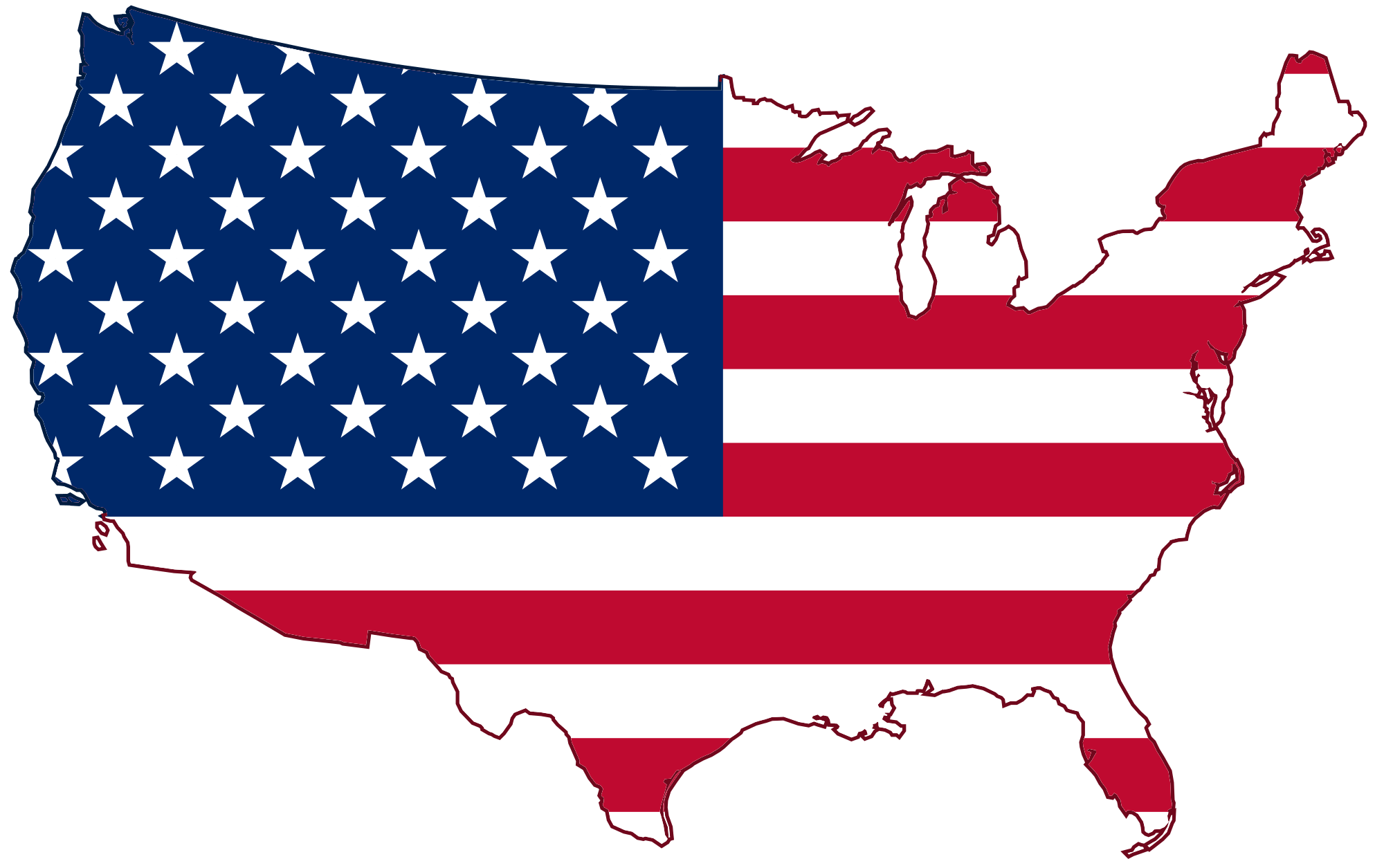 Map of America - American Flag PNG Image