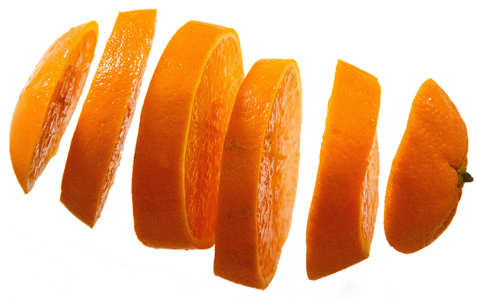 One Orange in Many Slices PNG Image