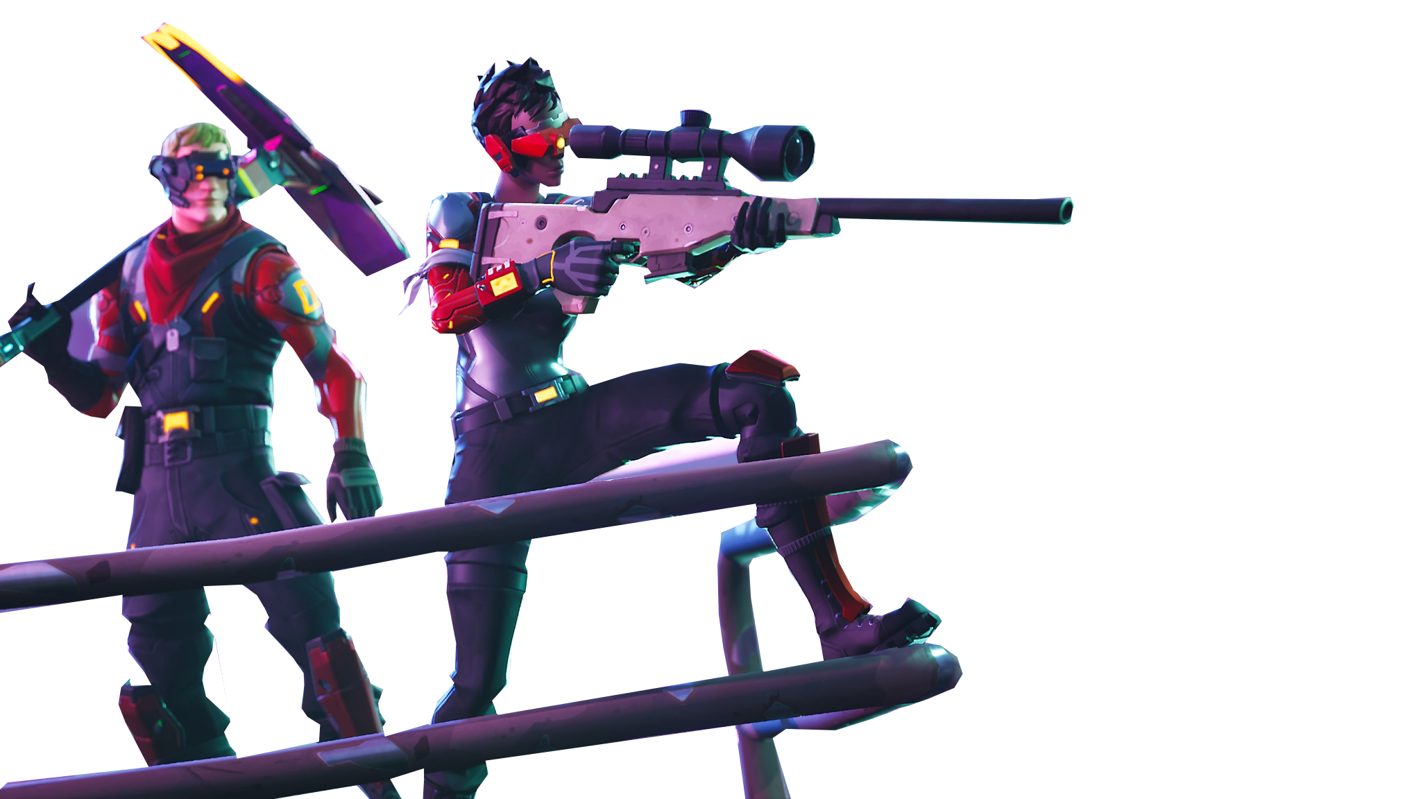 Fortnite boy skin aiming with a sniper rifle