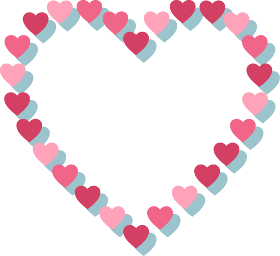 Pink Heart with Hearts Outline PNG Image