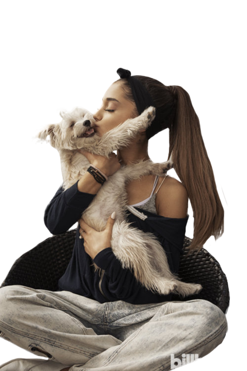 Ariana Grande cuddling with a cat PNG Image