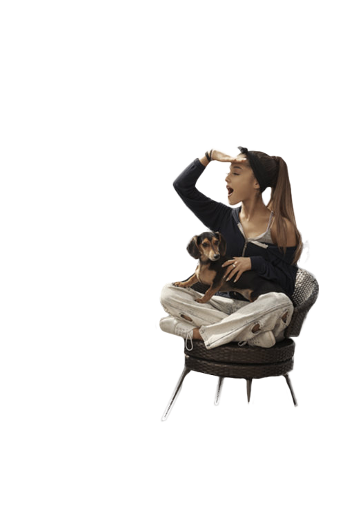 Ariana Grande cuddling with a cat PNG Image