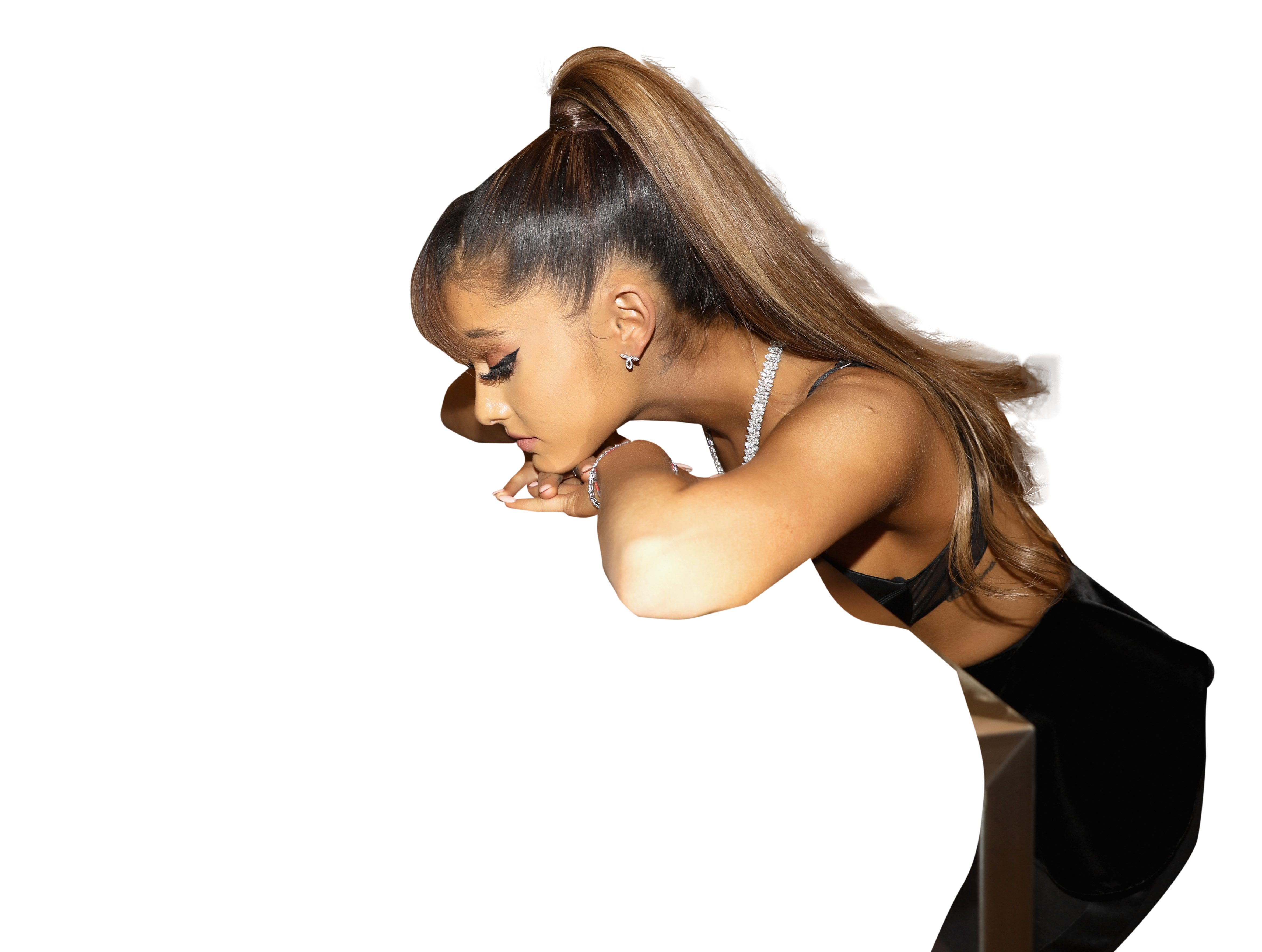 Ariana Grande in hot black bikini and leggings PNG Image