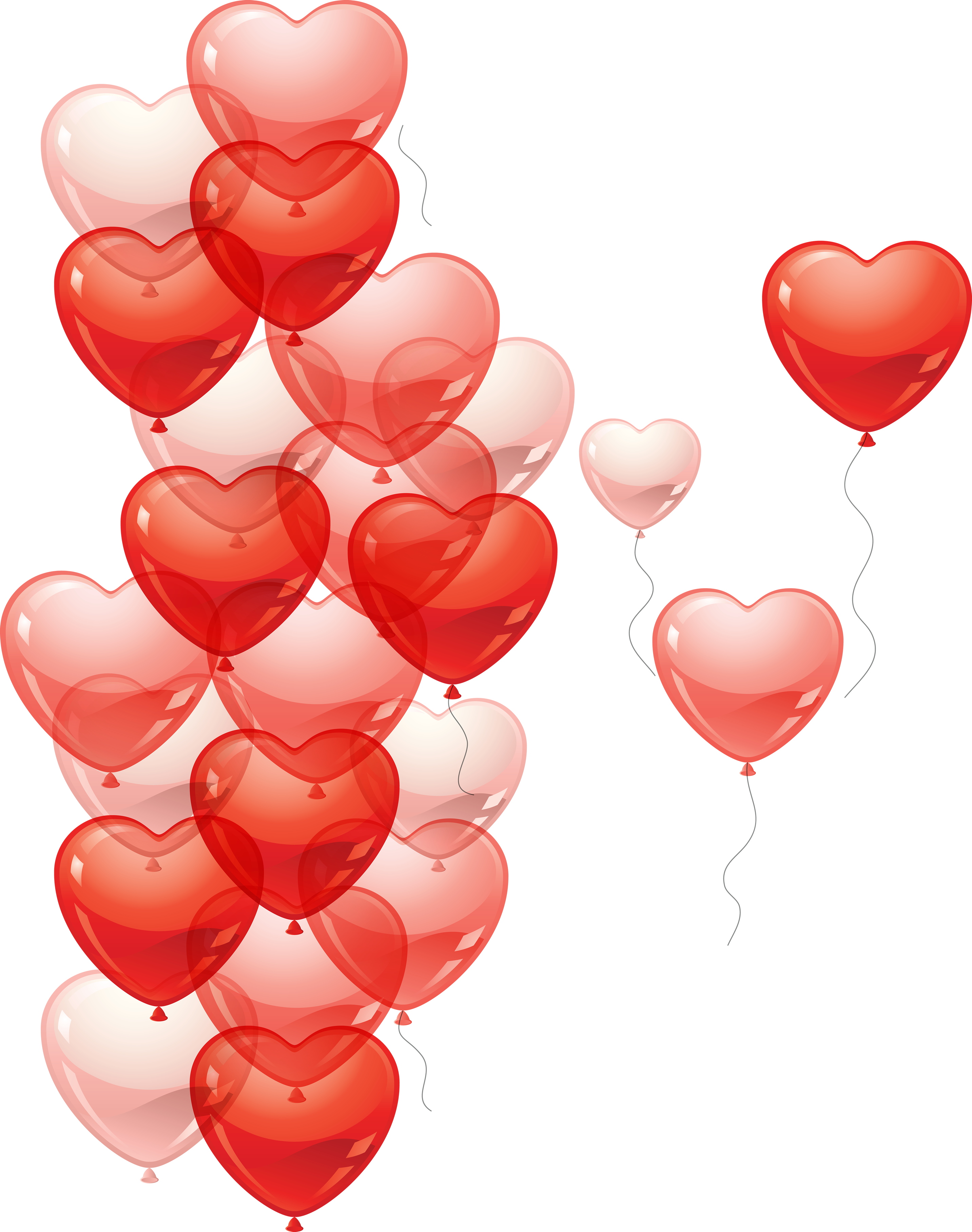 Many Flying Heart Balloons PNG Image