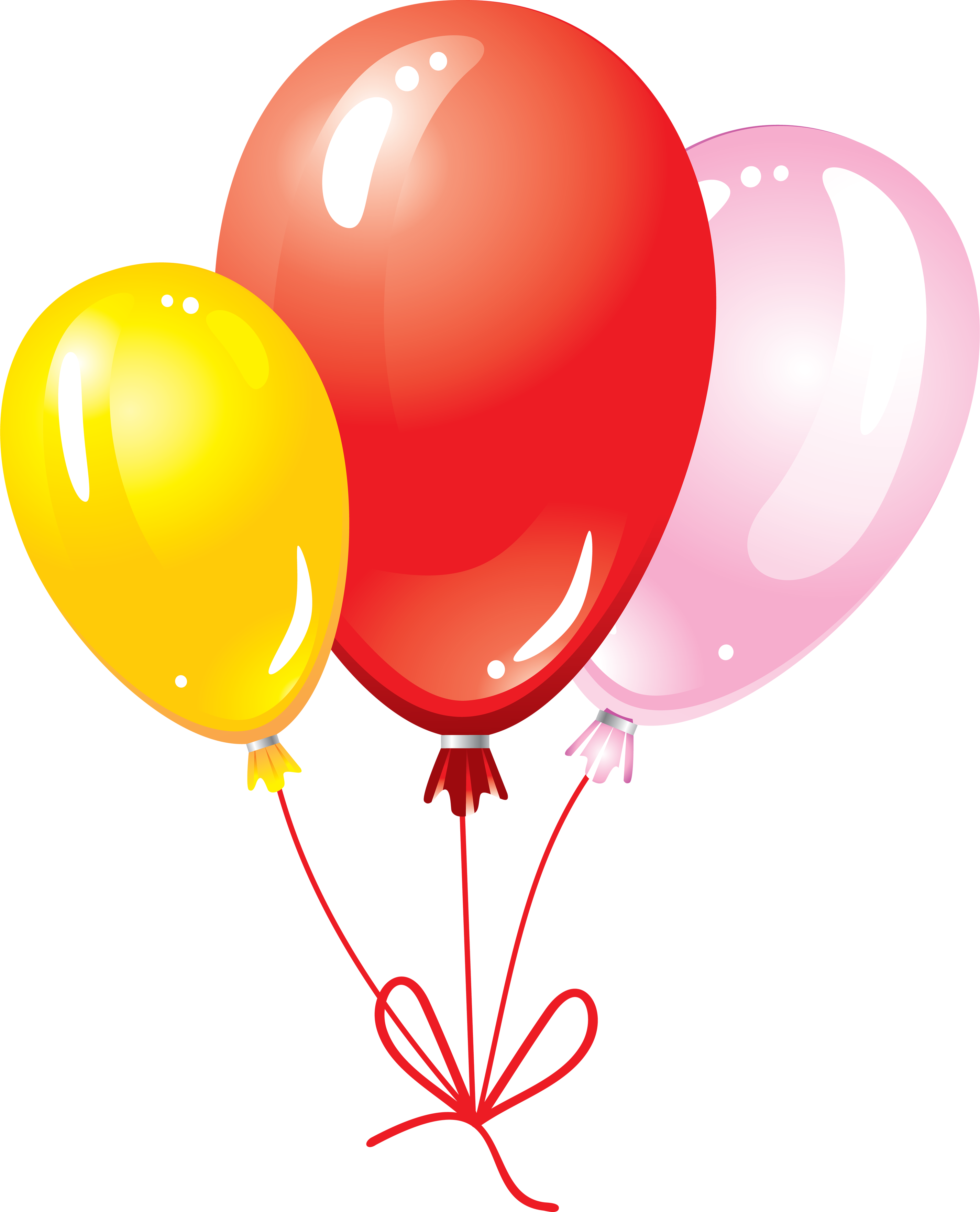 Multicolored Flying Balloons with Bow PNG Image