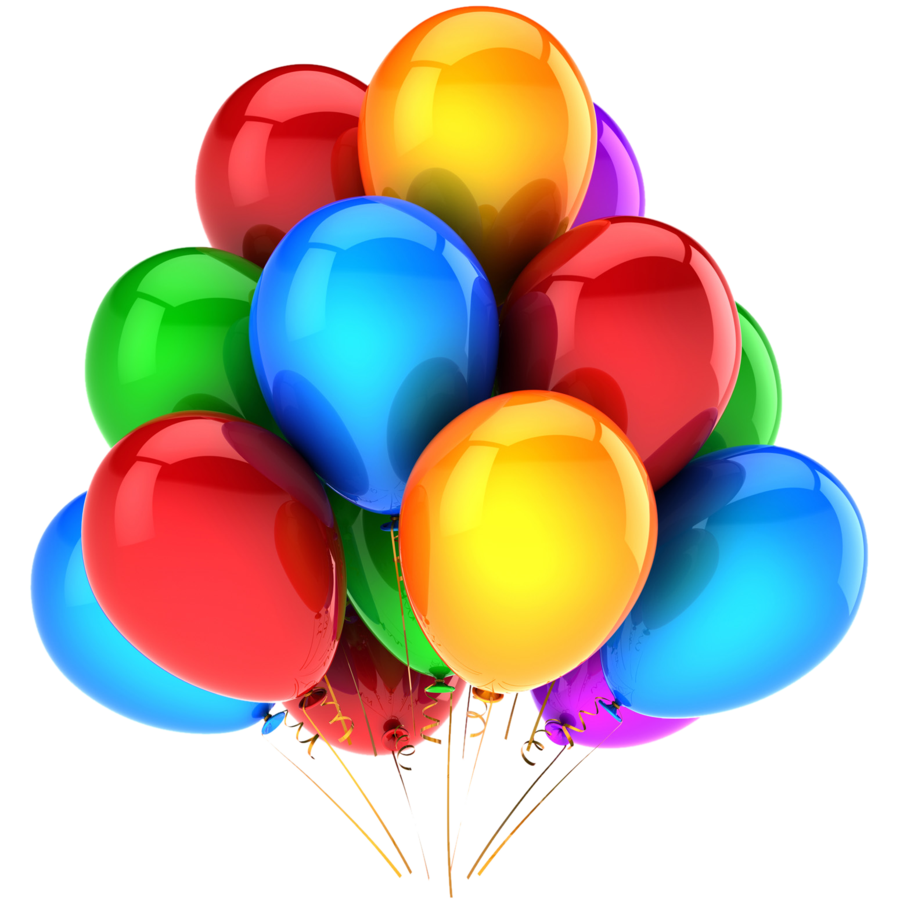 Multicolored Flying Balloons PNG Image