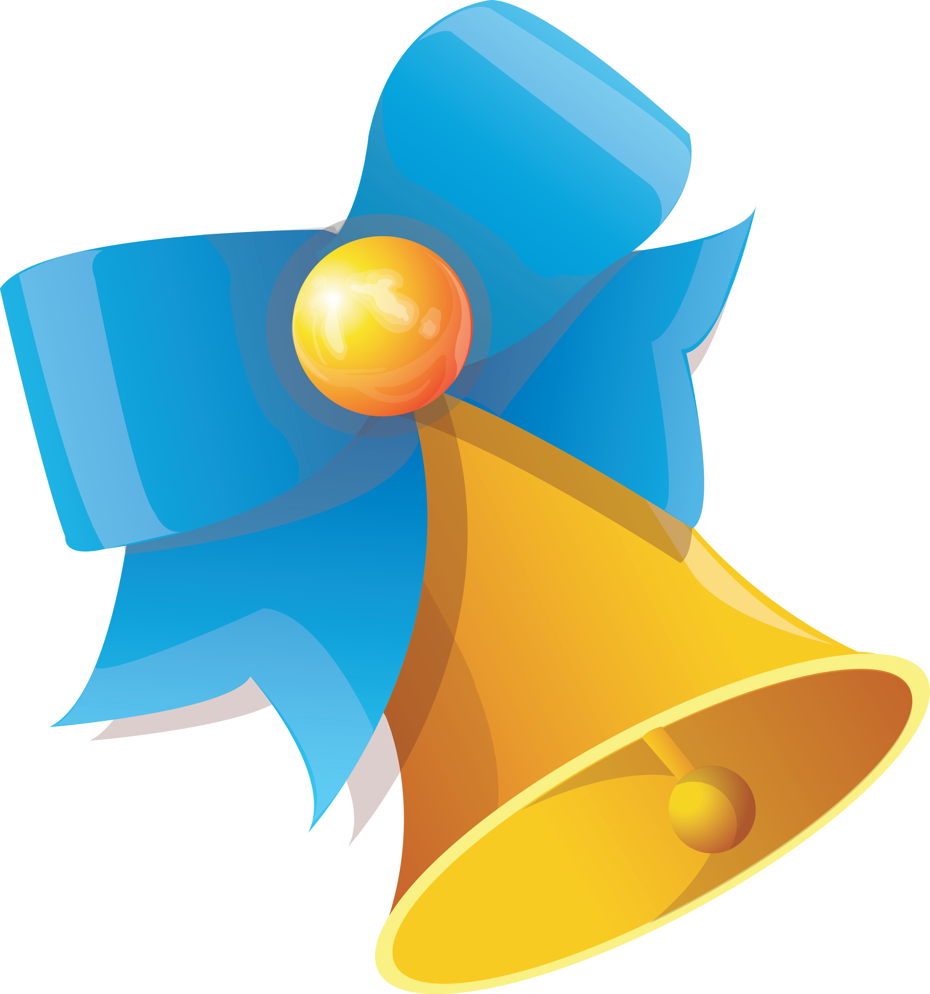 Bell with Blue Ribbon PNG Image