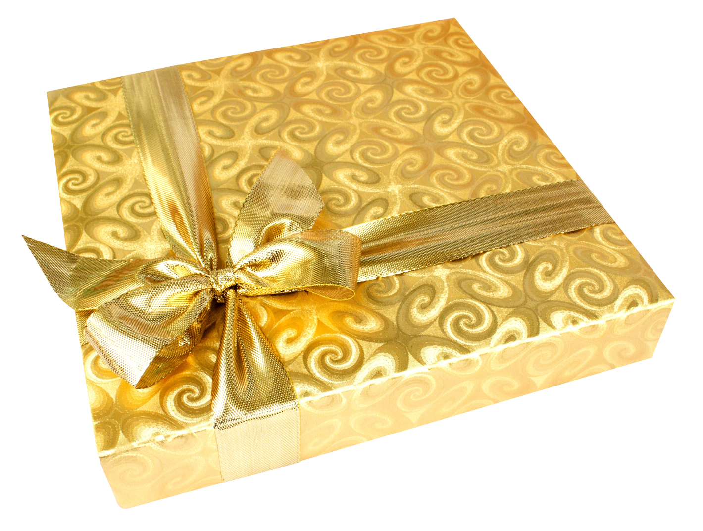 Golden Present with Ribbon PNG Image