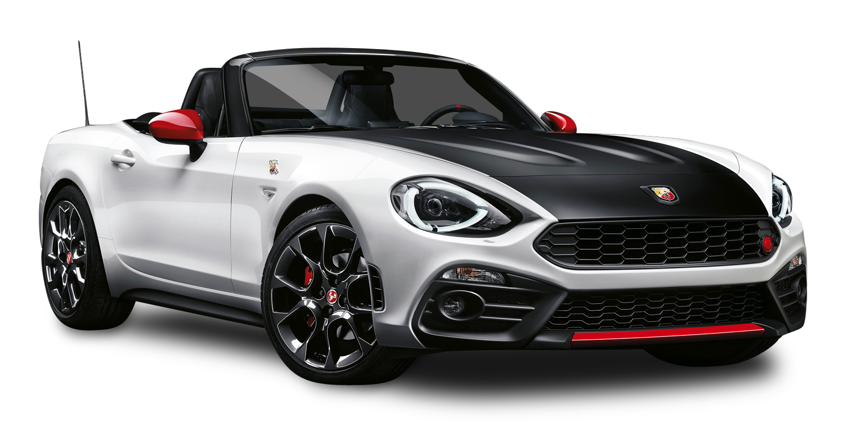 Black and White Fiat 124 Spider Abarth Car PNG Image