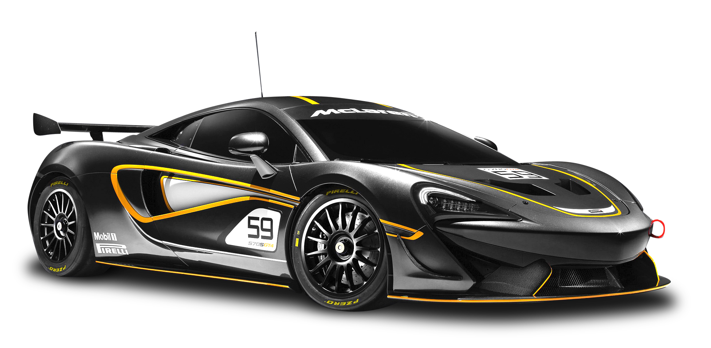 Black McLaren 570S GT4 Racing Car PNG Image