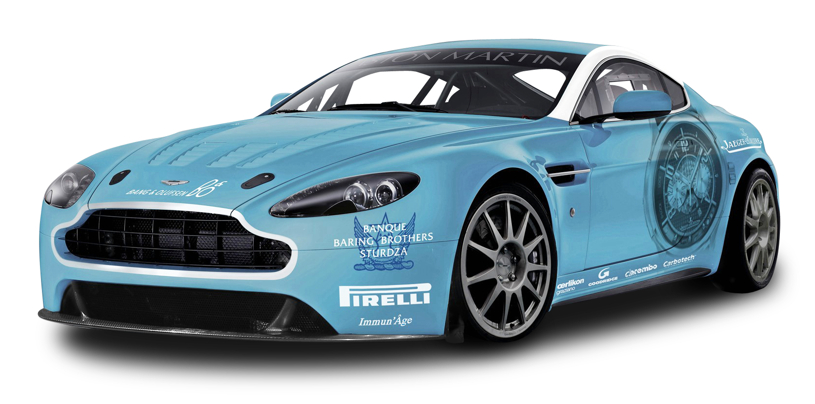 Blue Aston Martin V12 Vantage Car PNG Image