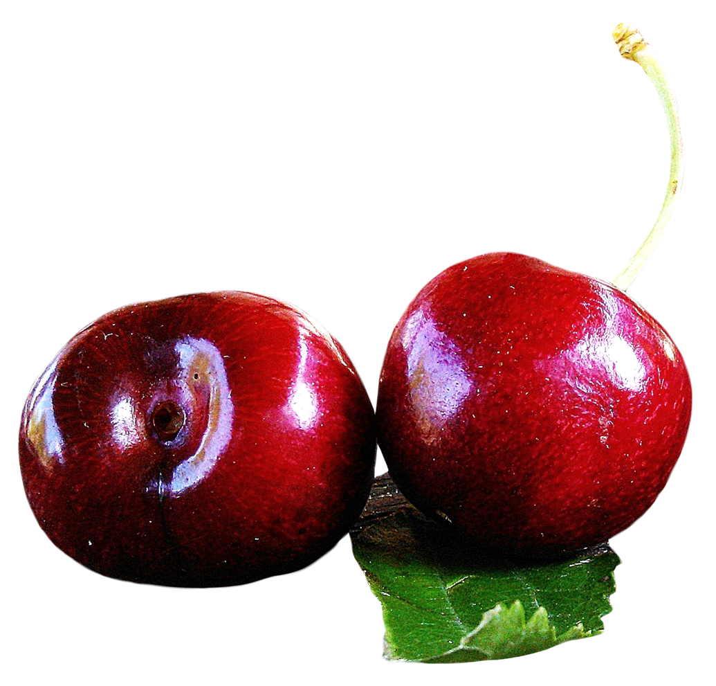 Cherries with leaf PNG Image