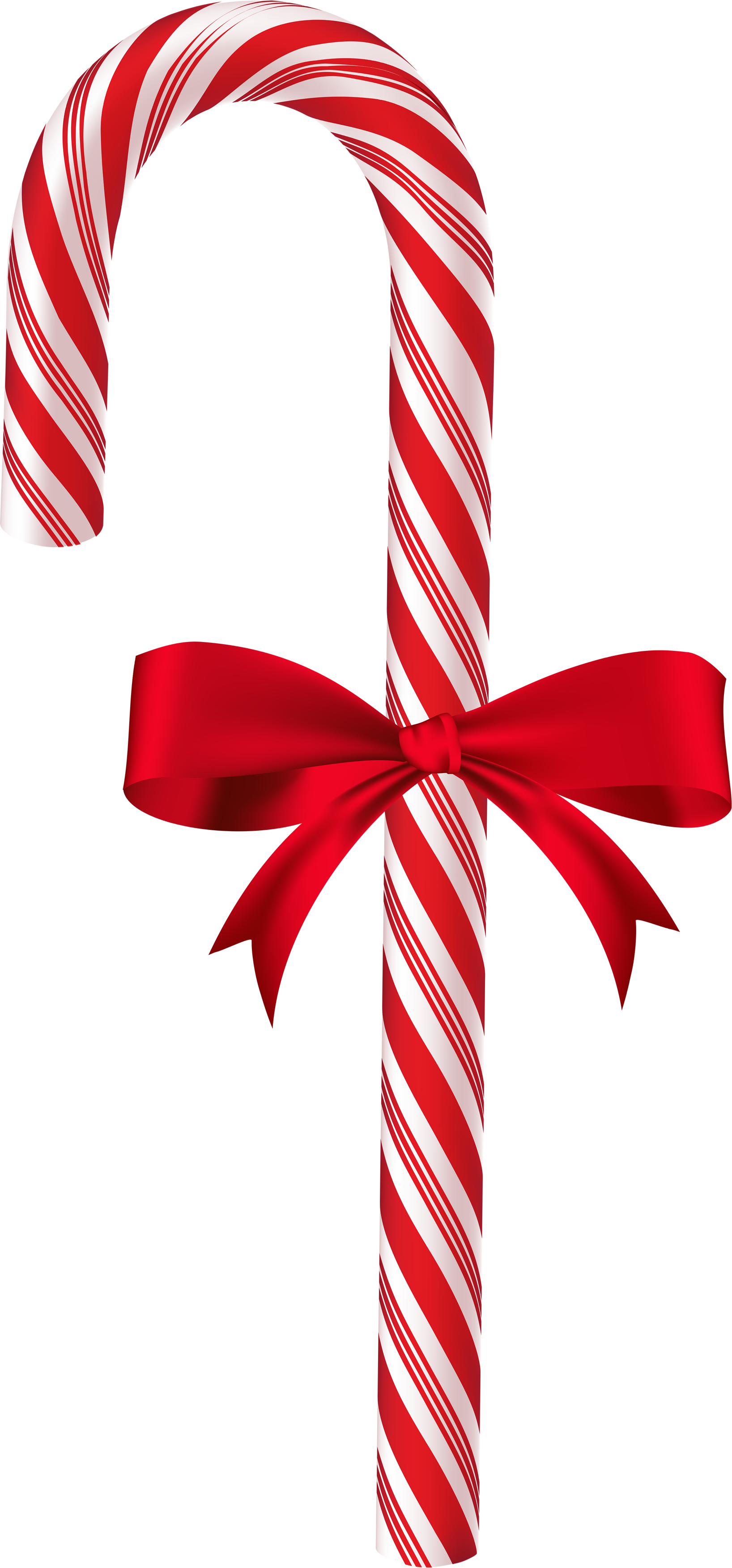 Large Christmas Candy Cane with Bow PNG Image