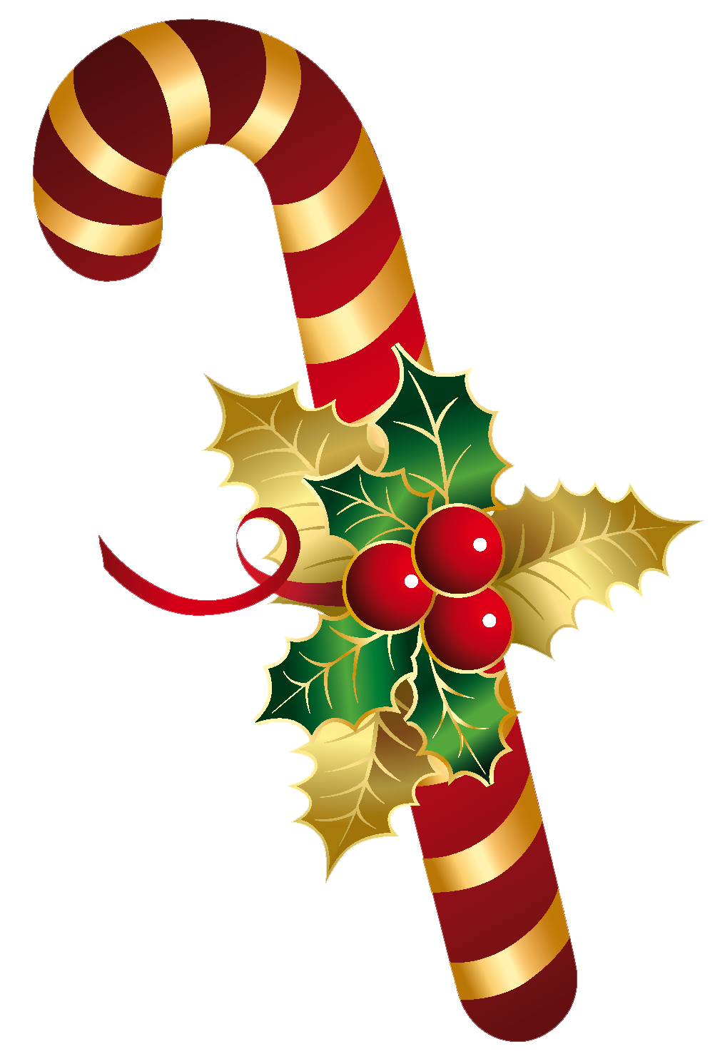 Christmas Sugar Cane with Mistletoe PNG Image