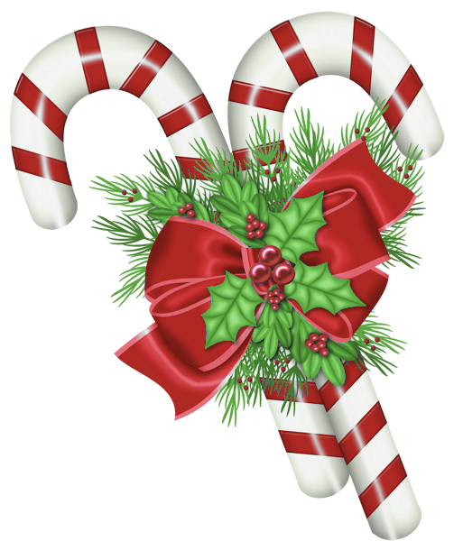 Christmas Sugar Cane with Ribbon PNG Image