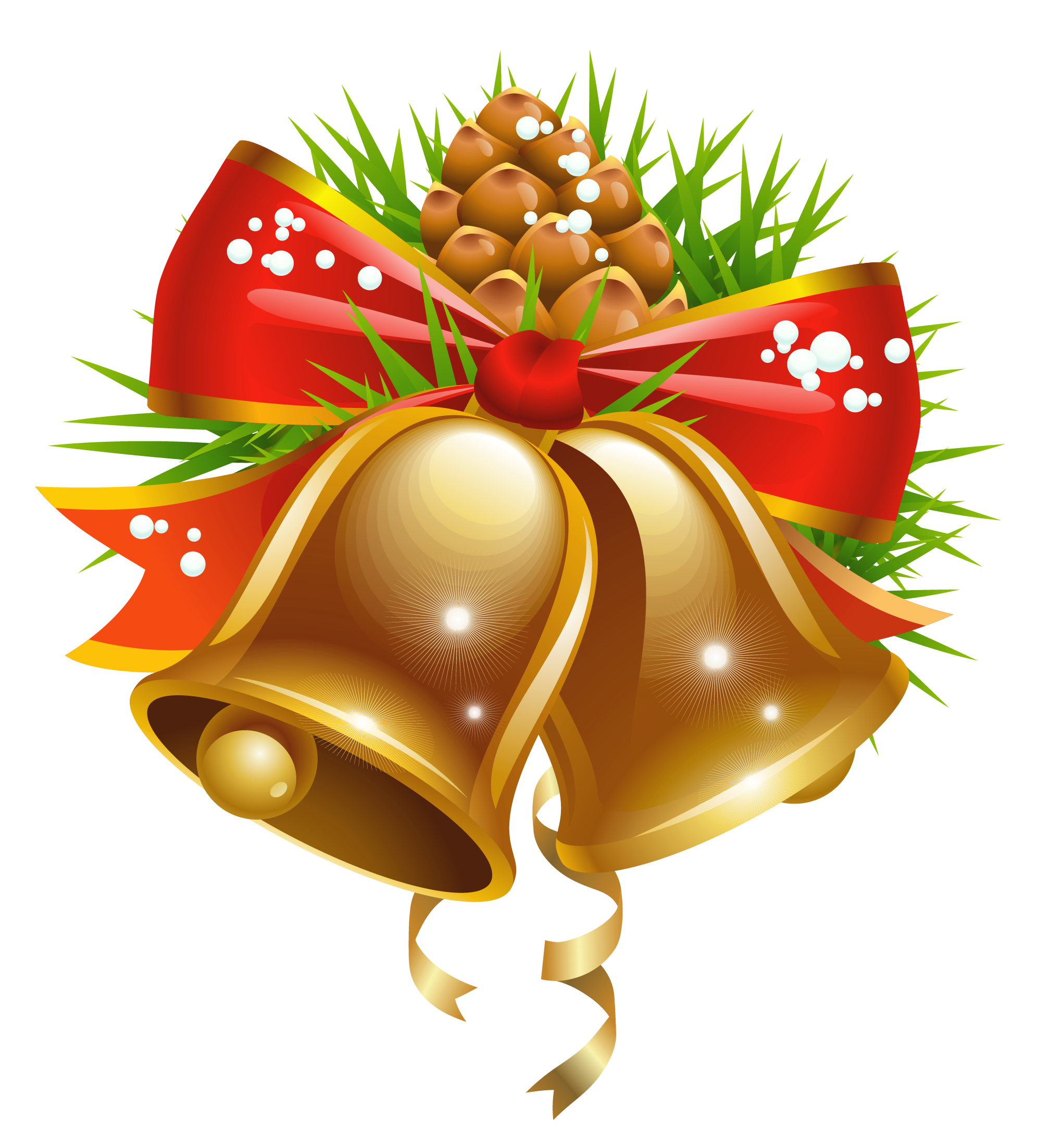 Celebration Christmas Bell with Pine PNG Image
