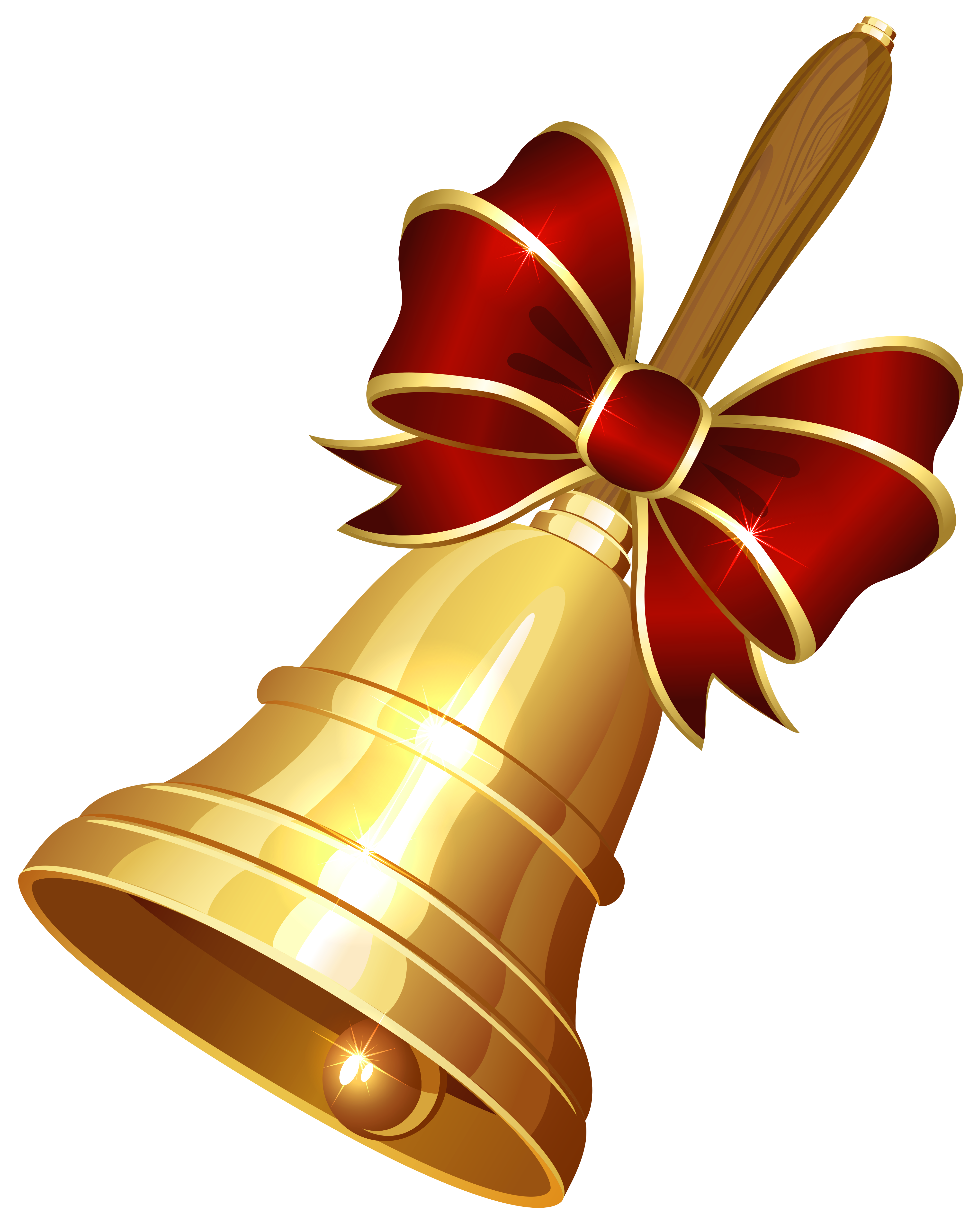 Golden Christmas Bell with bow PNG Image