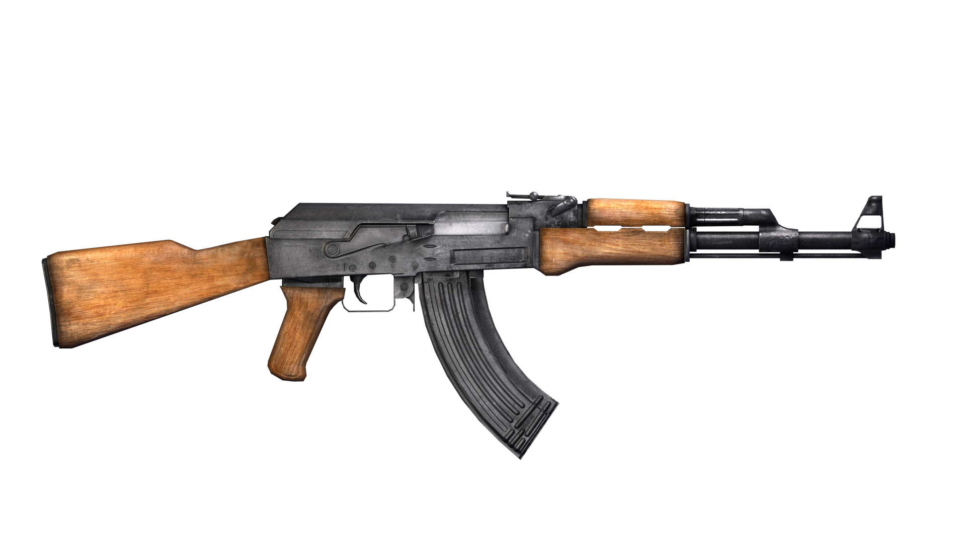 Classic Assault Rifle Wooden Grip PNG Image