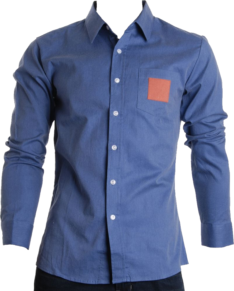 Denim Blue Full Plain Shirt PNG Image