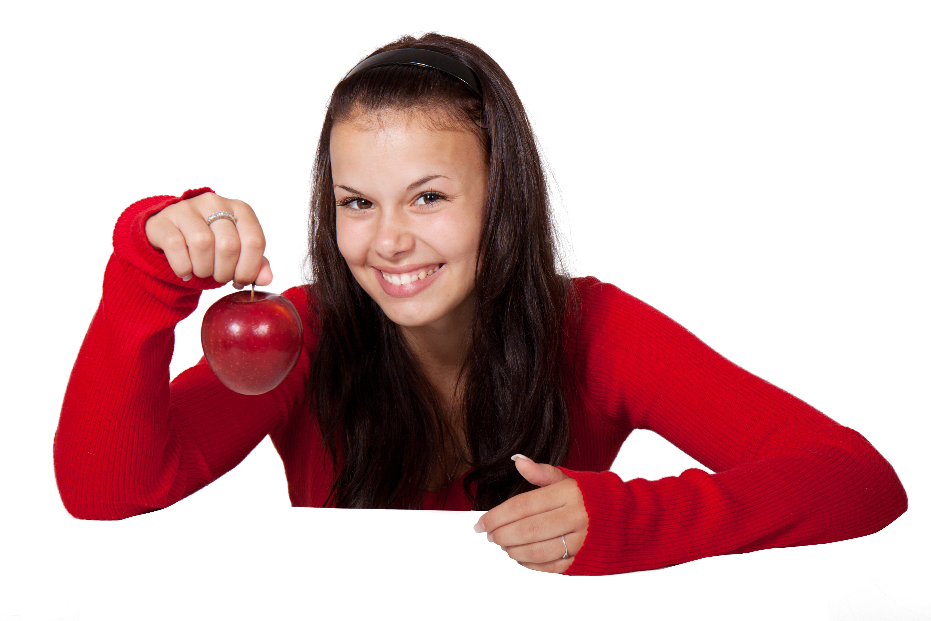 Girl Holding Apple PNG Image